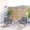 Outsunny 2 Seater Patio Rattan Wicker Coffee Table Bistro Set With Cushion - Grey - 863-072V70
