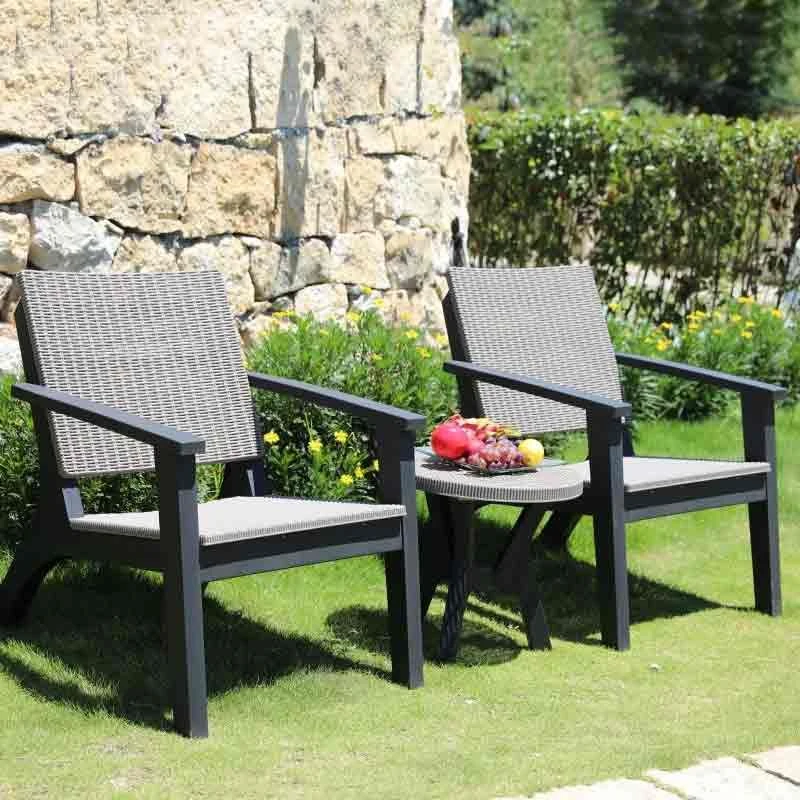 Outsunny 3 Piece Rattan Bistro Set Furniture Armchair Table For Patio Porch - Grey - 863-074V01 - Image 2