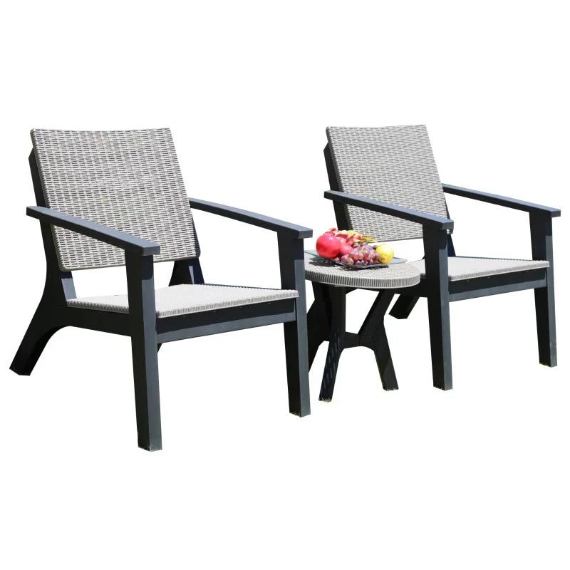 Outsunny 3 Piece Rattan Bistro Set Furniture Armchair Table For Patio Porch - Grey - 863-074V01 - Image 5