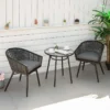 Outsunny 3 Pieces Rattan Bistro Set Conversation Furniture Sets - Grey - 863-104V70