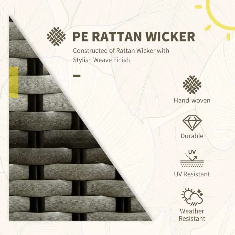 Outsunny Modern 3 Piece Rattan Bistro Set With Soft Cushions - Grey - 863-112V70GG - Image 9