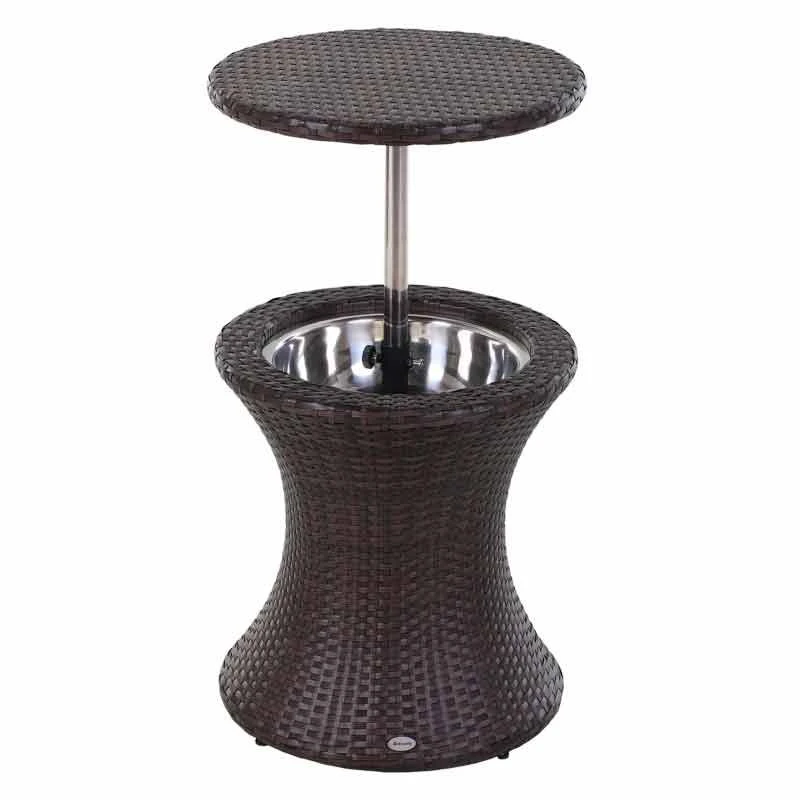 Outsunny Rattan Ice Bucket Table - Brown - 867-016BN - Image 3