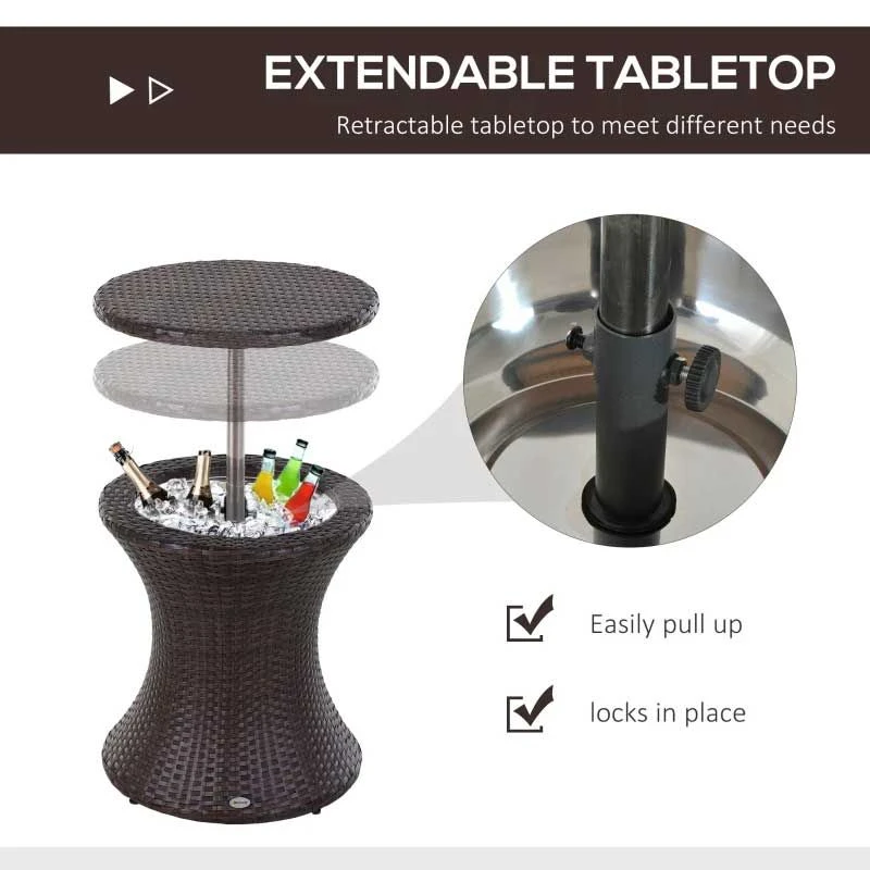 Outsunny Rattan Ice Bucket Table - Brown - 867-016BN - Image 10