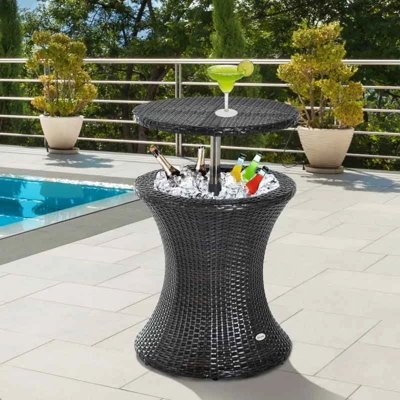 Outsunny Rattan Ice Bucket Table - Brown - 867-016BN