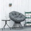 Outsunny 360° Swivel Papasan Moon Bowl Chair - Grey - 867-021V70GY