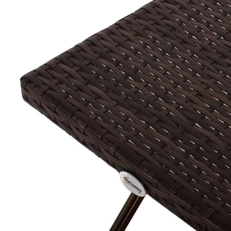 Outsunny Square Rattan Folding Table - 400mm - Brown - 867-034 - Image 5