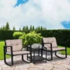 Outsunny 2 Seater Rattan Rocking Bistro Set With Cushion -Black / Beige - 867-036