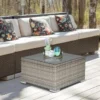 Outsunny Square Rattan Coffee Table With Glass Table Top - 650mm - Light Grey - 867-069GY