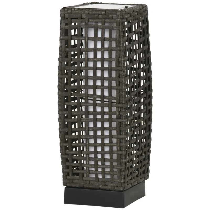 Outsunny Rattan Solar Lantern - Grey - 867-129V00GY - Image 3