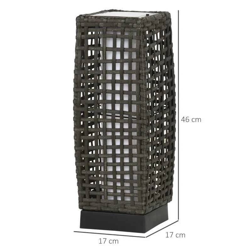 Outsunny Rattan Solar Lantern - Grey - 867-129V00GY - Image 10