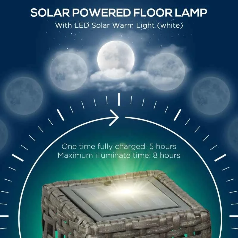 Outsunny Rattan Solar Lantern - Grey - 867-129V00GY - Image 8