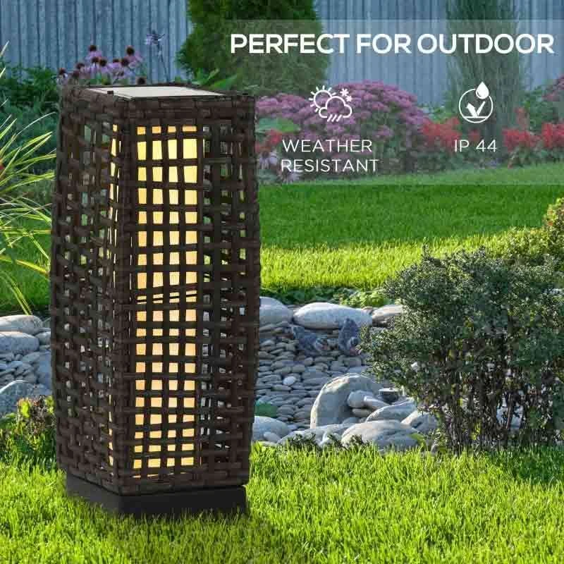 Outsunny Rattan Solar Lantern - Grey - 867-129V00GY - Image 6