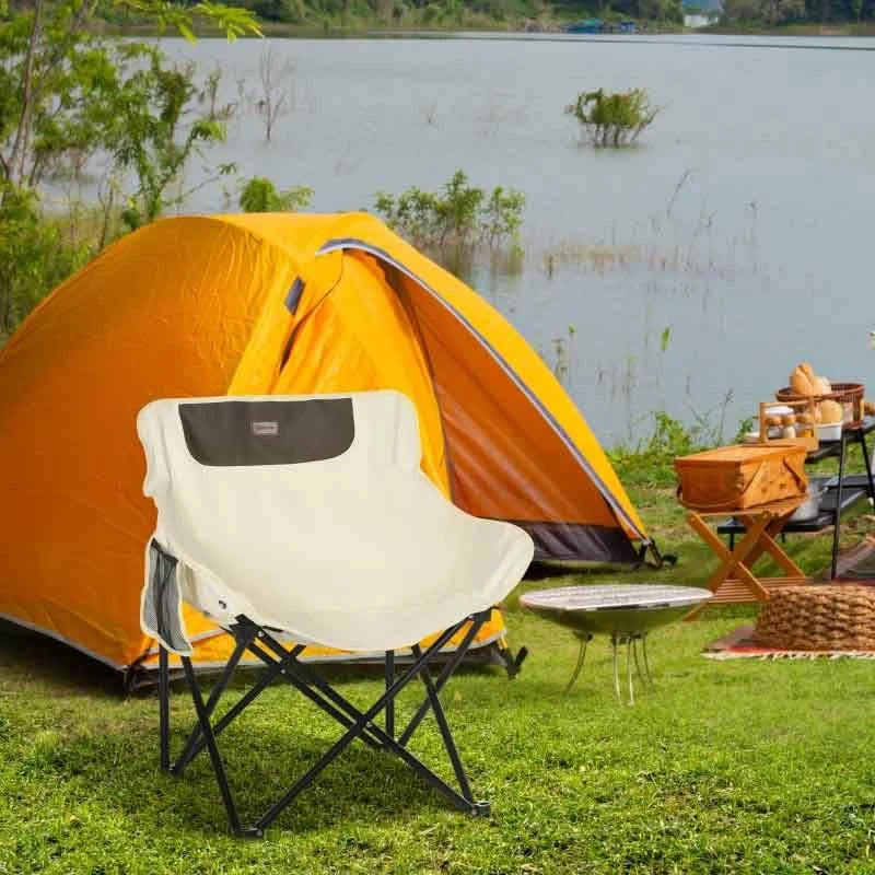 Outsunny Camping Chair With Carrying Bag & Storage Pocket - White - A20-292V00WT - Image 3