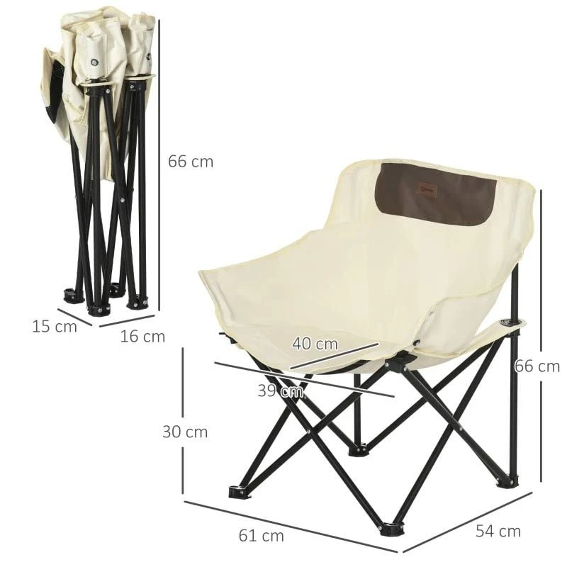 Outsunny Camping Chair With Carrying Bag & Storage Pocket - White - A20-292V00WT - Image 10