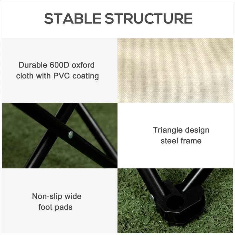 Outsunny Camping Chair With Carrying Bag & Storage Pocket - White - A20-292V00WT - Image 7