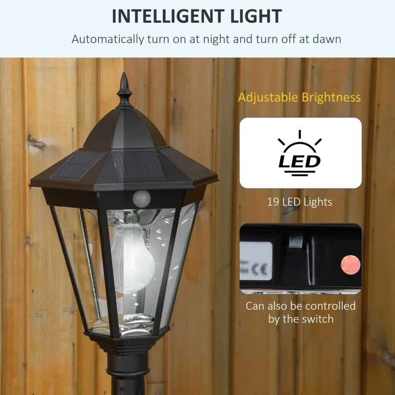 Outsunny LED Solar Light With Aluminium Frame - Black - B30-016V01 - Image 7
