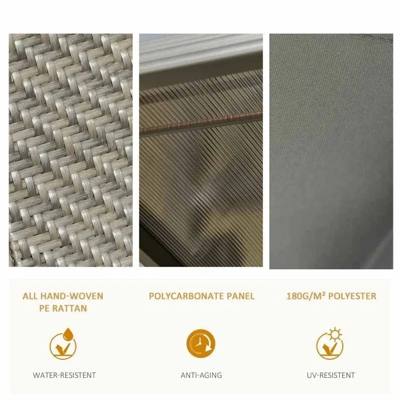 Outsunny 3 Seater Rattan Garden Swing Chair - Brown - 84A-200 - Image 7