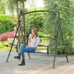 Outsunny 2-Seater Outdoor Garden Swing Chair - Bronze - 84A-122