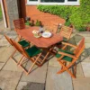 Rowlinson Plumley 8 Piece Dining Set With Green Cushions + Green Parasol - PGNP27GN