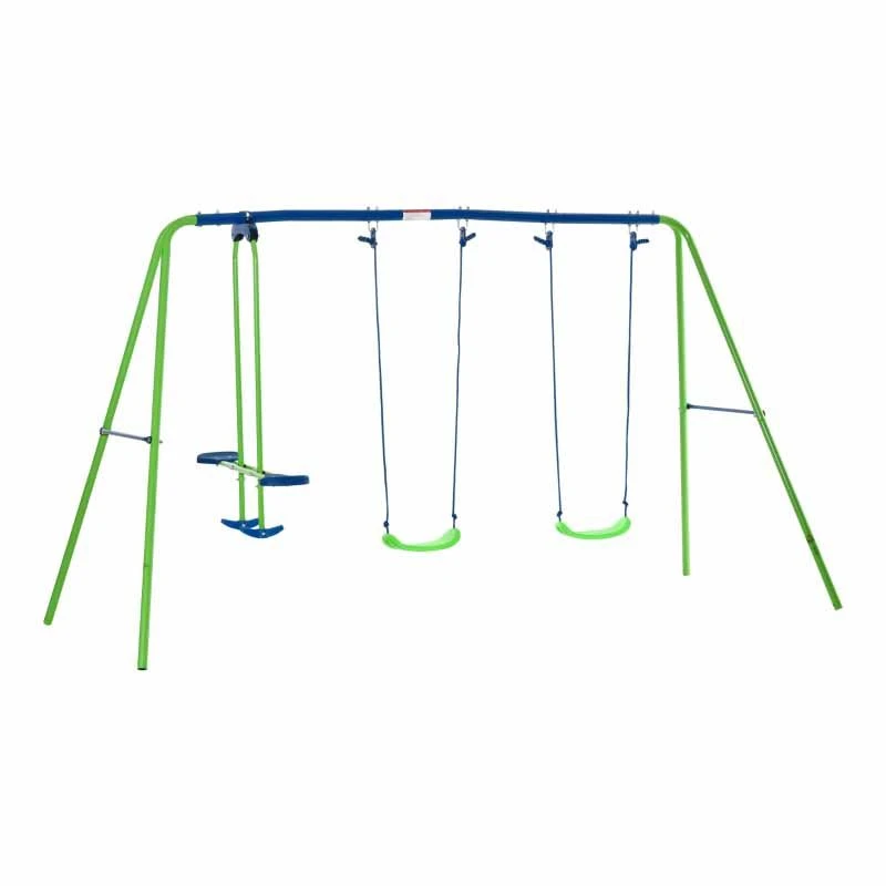 Outsunny Double Swing & Glider Seat Set - Blue / Green - 344-035 - Image 8