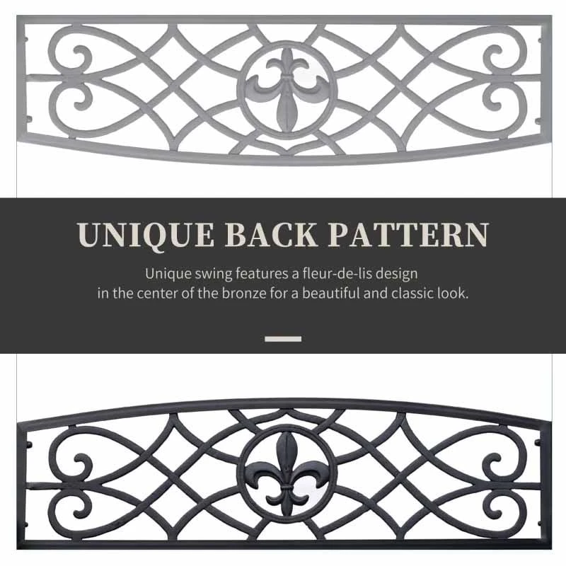 Outsunny Designer Metal Porch Swing Chair - Black - 84A-064 - Image 6