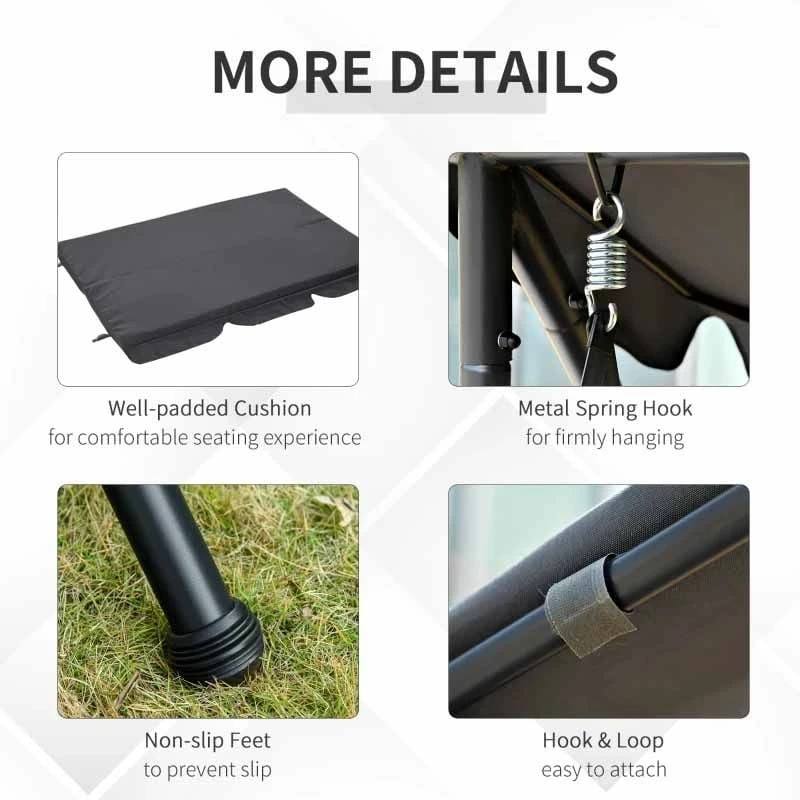 Outsunny 2-in-1 3 Seater Patio Swing Chair - Grey - 84A-062V70 - Image 6