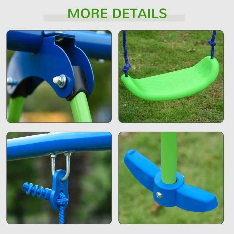 Outsunny Double Swing & Glider Seat Set - Blue / Green - 344-035 - Image 9