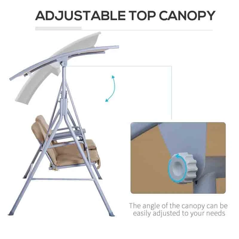 Outsunny 2 Seater Garden Swing Chair With Tray - Beige - 84A-057 - Image 6