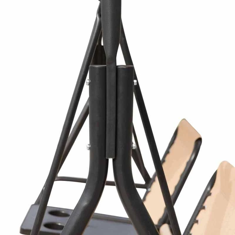 Outsunny 2-Seater Garden Swing Chair With Table - Beige - 84A-141BG - Image 9