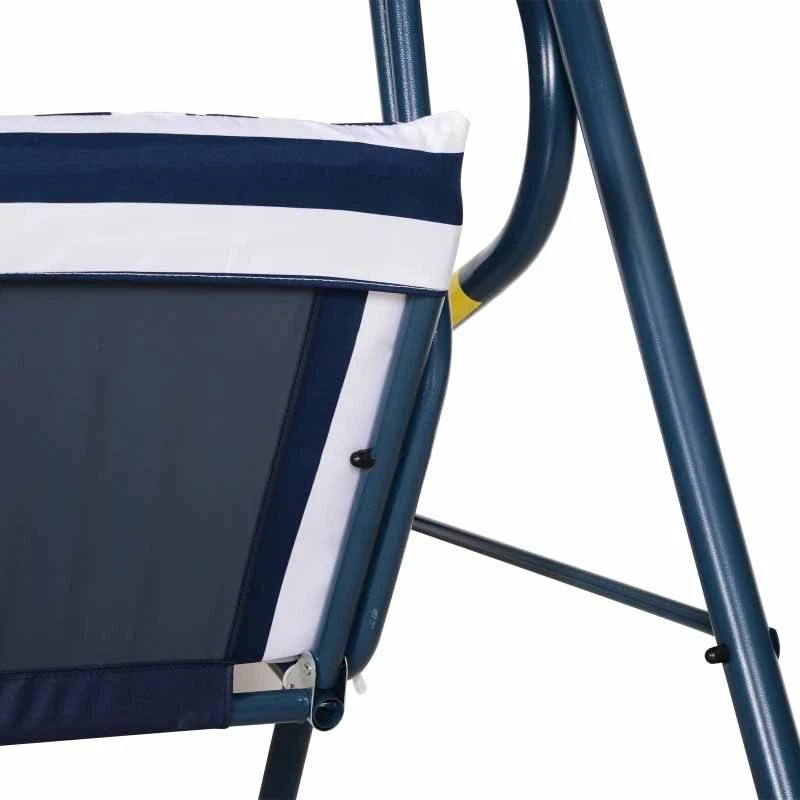 Outsunny 3-Seater Metal Swing Chair - Blue - 84A-118BU - Image 9