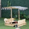 Outsunny Kids Square Wooden Sandpit With Canopy - 343-029