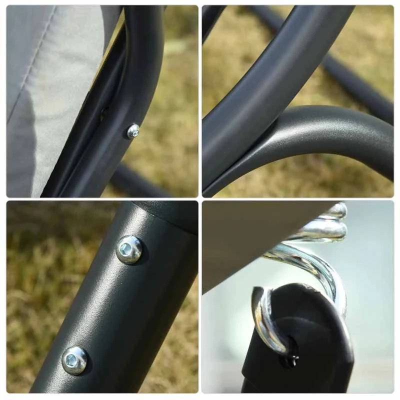 Outsunny 2 Seater Separate Canopy Swing Chair - Grey - 84A-052V70 - Image 9