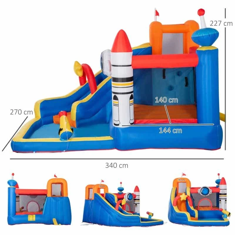 Outsunny 5 In 1 Kids Inflatable Bouncy Castle - 342-051V70 - Image 2