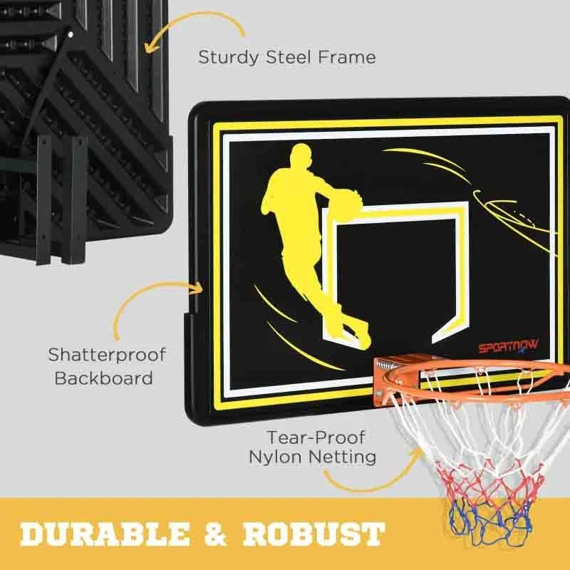 SPORTNOW Wall Mounted Basketball Hoop - Black/Yellow - A61-034V00OG - Image 6
