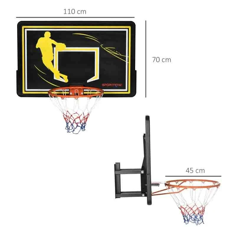 SPORTNOW Wall Mounted Basketball Hoop - Black/Yellow - A61-034V00OG - Image 3