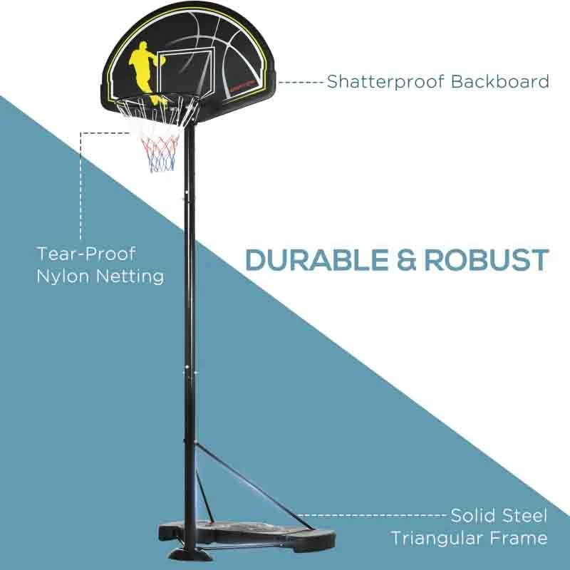 SPORTNOW Portable Basketball Hoop With Backboard - Black/Yellow - A61-036V00BK - Image 7