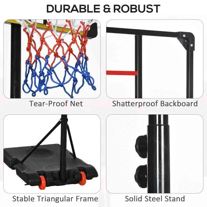 SPORTNOW Portable Basketball Hoop With Backboard - Black/Red - A61-041V00RD - Image 8