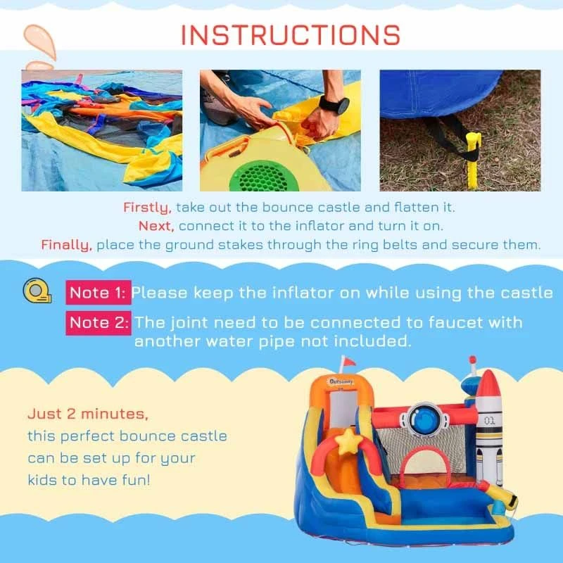 Outsunny 5 In 1 Kids Inflatable Bouncy Castle - 342-051V70 - Image 9