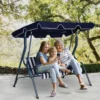 Outsunny 3-Seater Metal Swing Chair - Blue - 84A-118BU