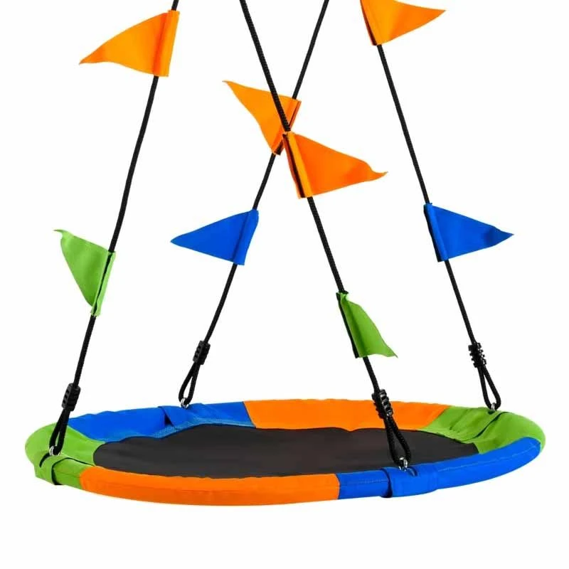 Outsunny Colourful Saucer Tree Swing For Kids With Adjustable Rope - Blue / Green / Orange - 344-031 - Image 10