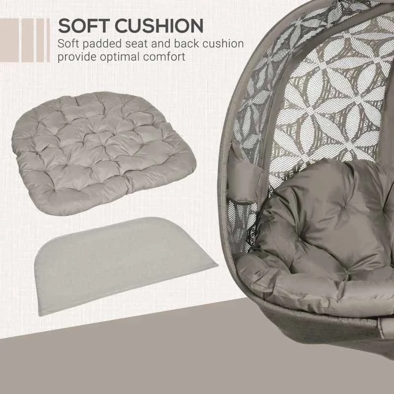 Outsunny Double Hanging 2 Seater Egg Chair - Sand Brown - 84A-266V70SD - Image 9