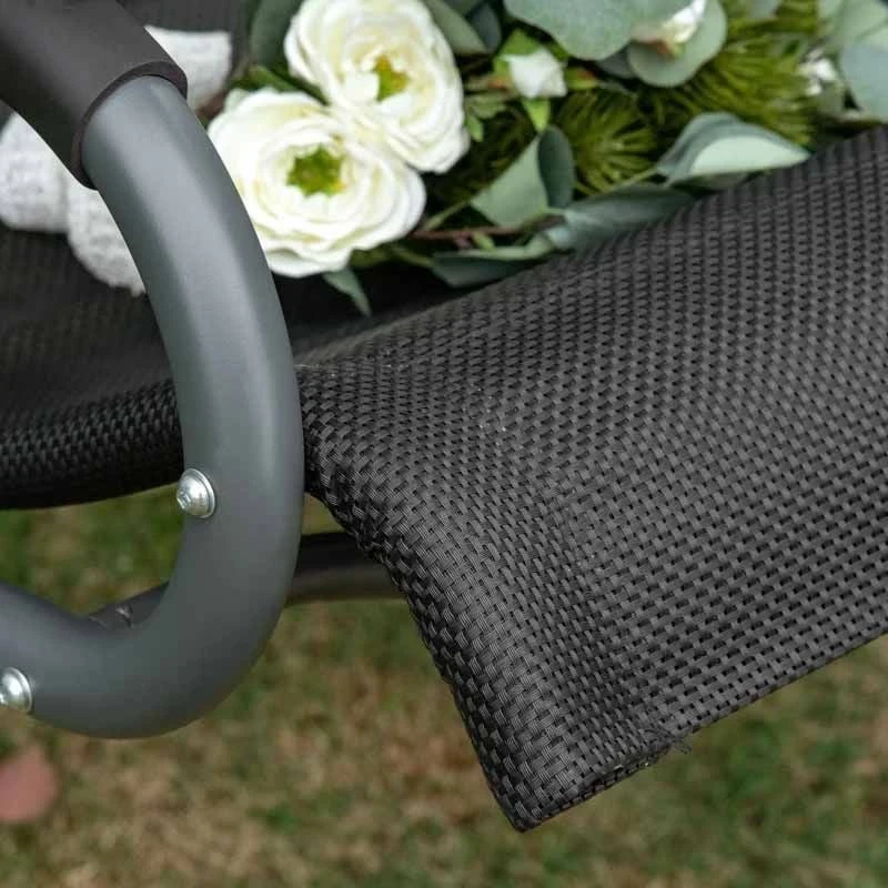 Outsunny 2 Seater Curve Swing Chair With Canopy - Beige / Black - 84A-214 - Image 10