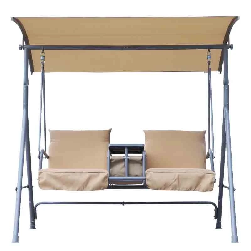 Outsunny 2 Seater Garden Swing Chair With Tray - Beige - 84A-057 - Image 9