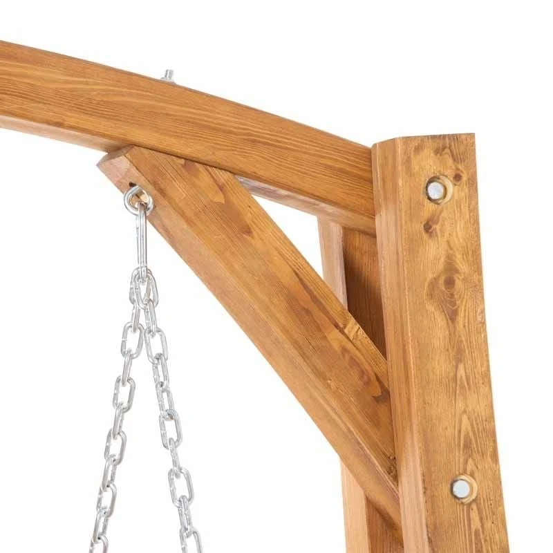 Outsunny 2 Seater Pine Wood Garden Swing Chair - Brown - 84A-219 - Image 10