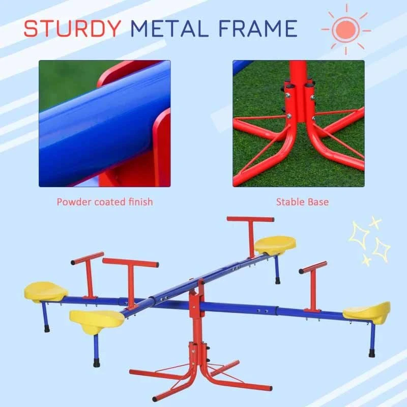 Outsunny 4-Seater Kids Metal Seesaw - 344-024 - Image 10