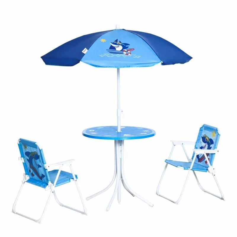 Outsunny Kids Picnic & Table Chair Set - Shark Design - Blue - 312-066BU - Image 10
