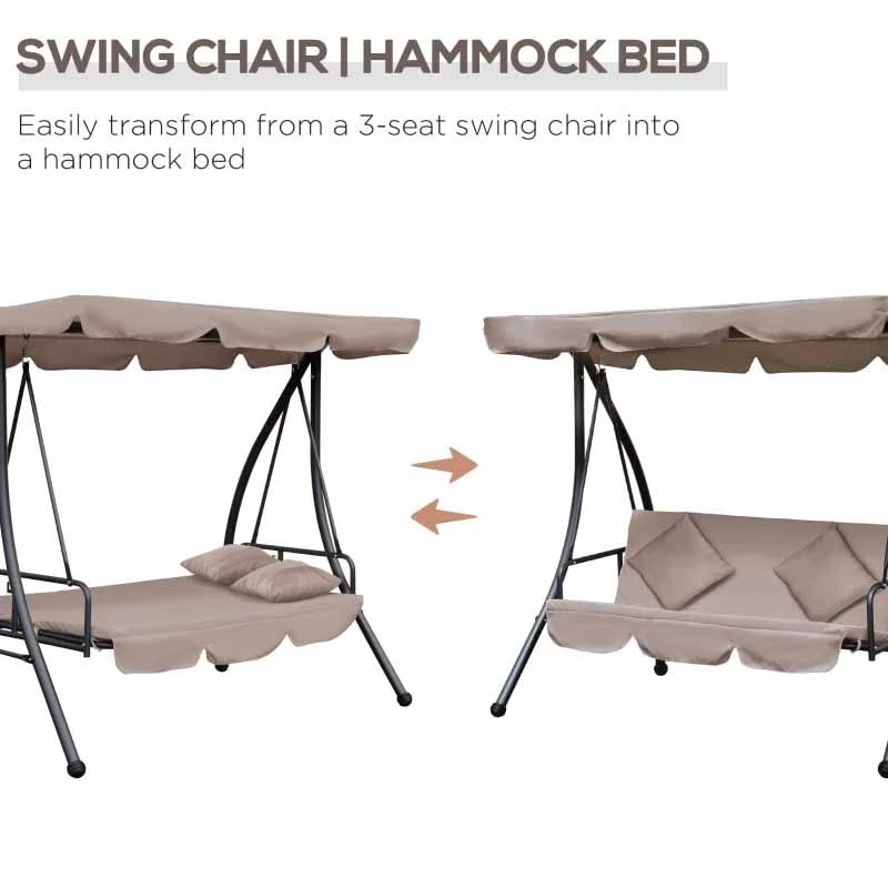 Outsunny 2 In 1 Garden Swing Chair - Beige -84A-062 - Image 9