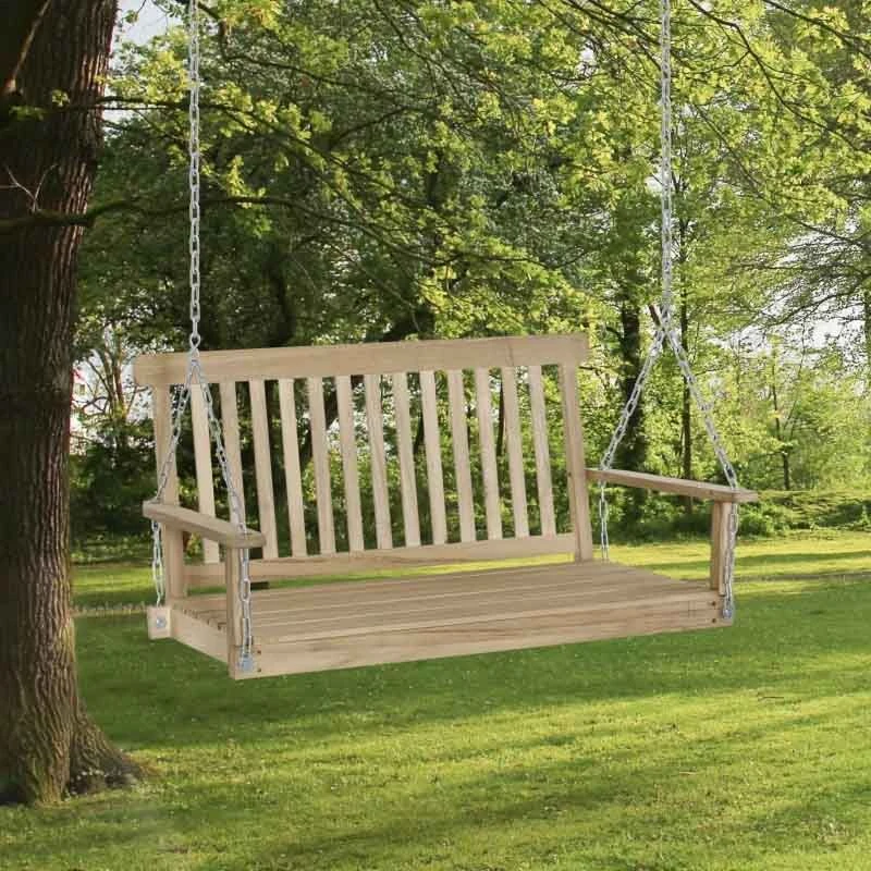 Outsunny 2 Seater Wooden Swing Chair - Natural - 84A-154ND