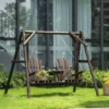 Outsunny Fir Wood Swing Chair - Carbonized Wood - 84A-085