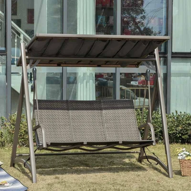 Outsunny 3 Seater Rattan Garden Swing Chair - Brown - 84A-200 - Image 10